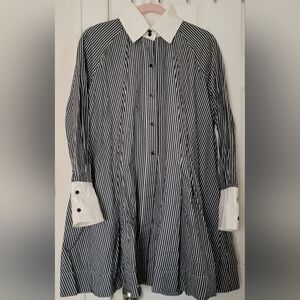 Striped Black and White Button-Up Shirt Dress